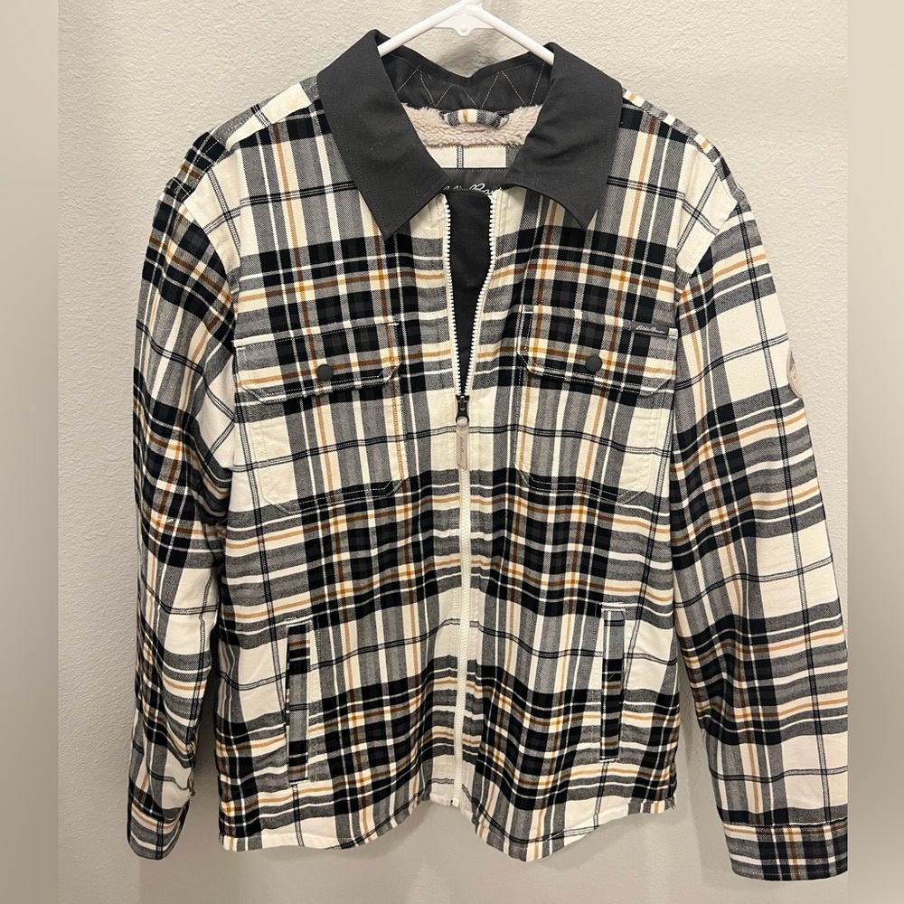 Eddie Bauer Black and White Plaid Sherpa Jacket